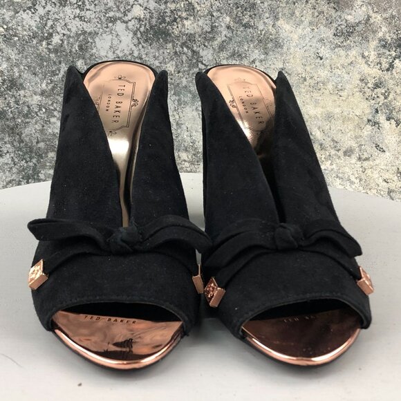 Ted Baker London Women's EU 40.5 US 10 Marinax Black Suede High Heels Mules $195 - Picture 2 of 14